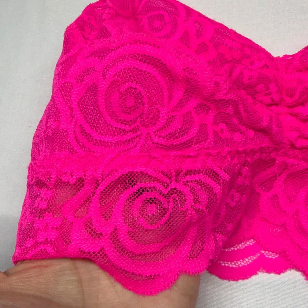 Victoria's Secret PINK Neon Pink Lace Bralette Floral‎ Stretch Small